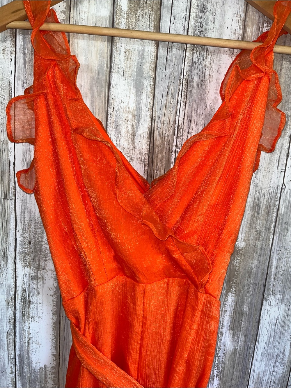 Hutch Tangerine Ruffle Wide Leg Jumpsuit Size 14P Petite NWT - Picture 8 of 11